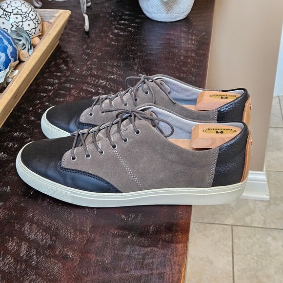 TCG Men's Cooper Leather Sneakers, Black/Gray, Sz 12 - Picture 3 of 16